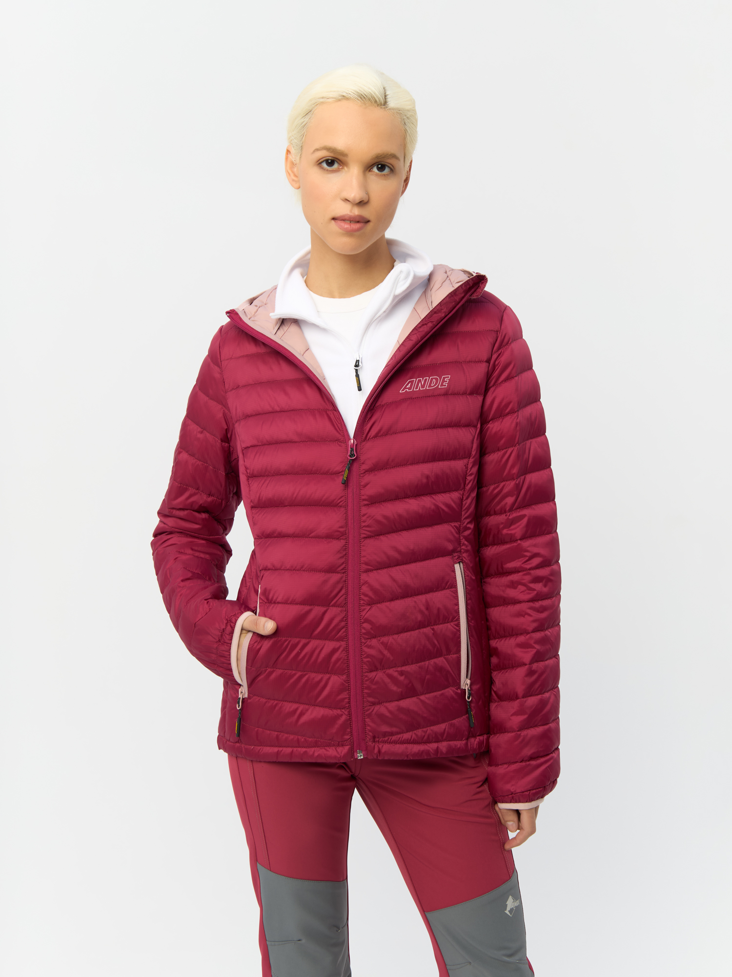 Пуховик женский Ande Trieste Lady Jkt W23014, бордовый, M