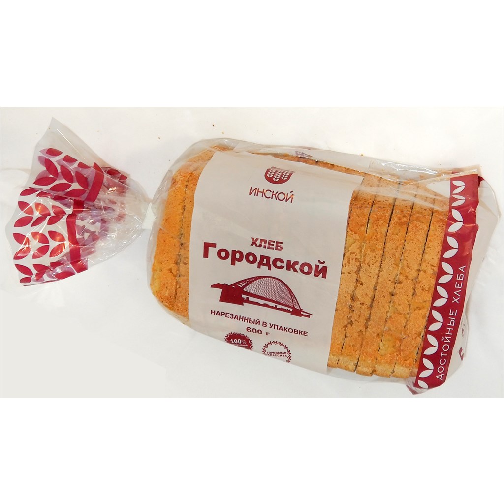 

Хлеб белый Инской Городской пшеничный BIO 600 г, Городской пшеничный