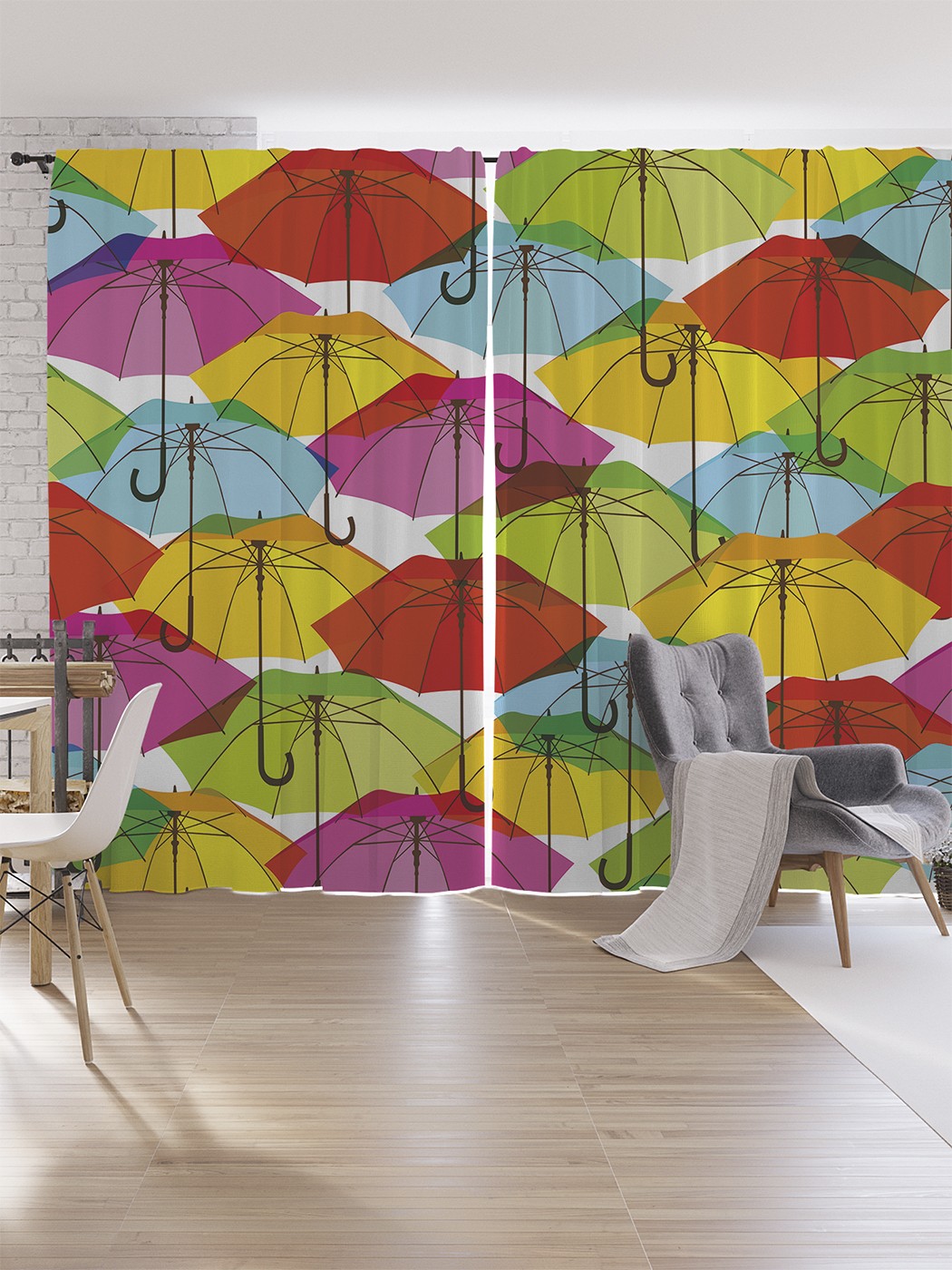 

Шторы под лён JoyArty "Множество зонтов", серия Oxford DeLux, 340х265 см, Множество зонтов