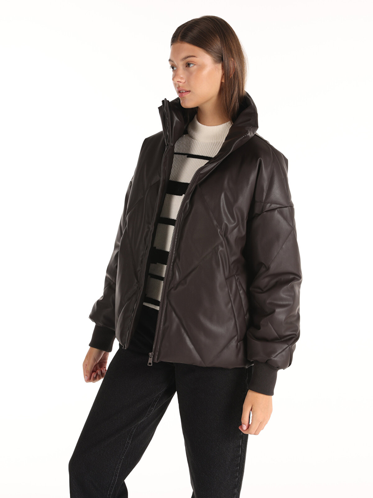 Кожаная куртка женская COLIN'S CL1064974_Q1.V1 коричневая XS