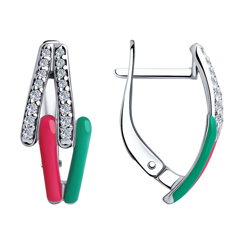 

Серьги из серебра с фианитом/эмалью Diamant 94-120-01740-2, 94-120-01740-2
