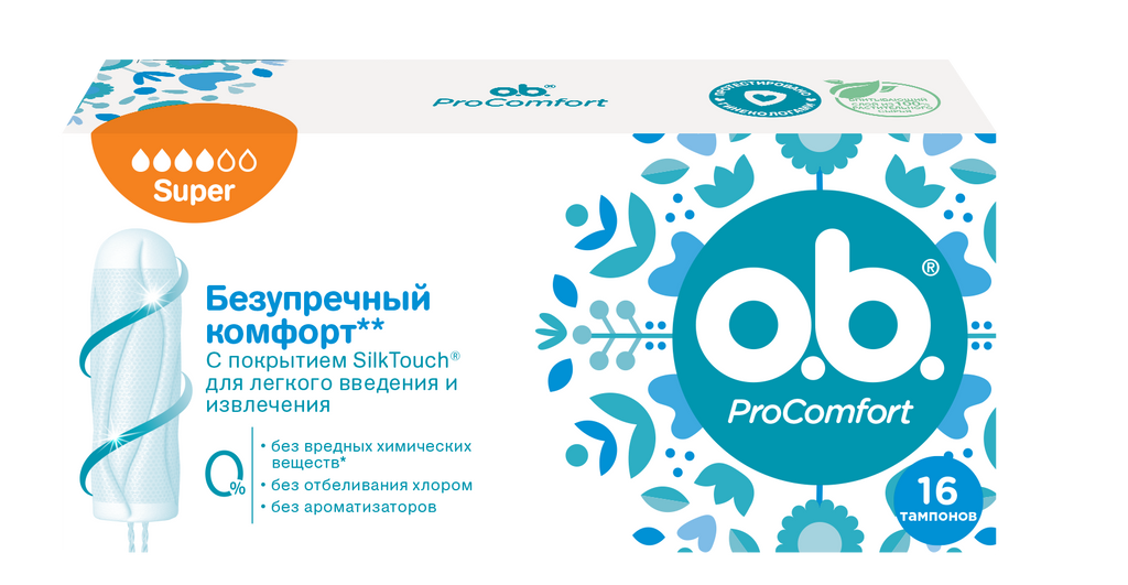 O.B.Тампоны ProComfort Супер,16 шт