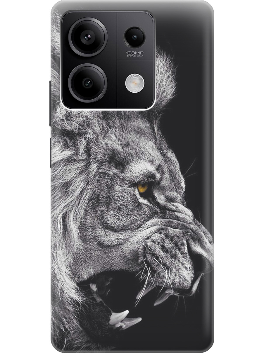 

Силиконовый чехол на Xiaomi Redmi Note 13 5g с рисунком "Морда льва", Серый;черный, 20012075