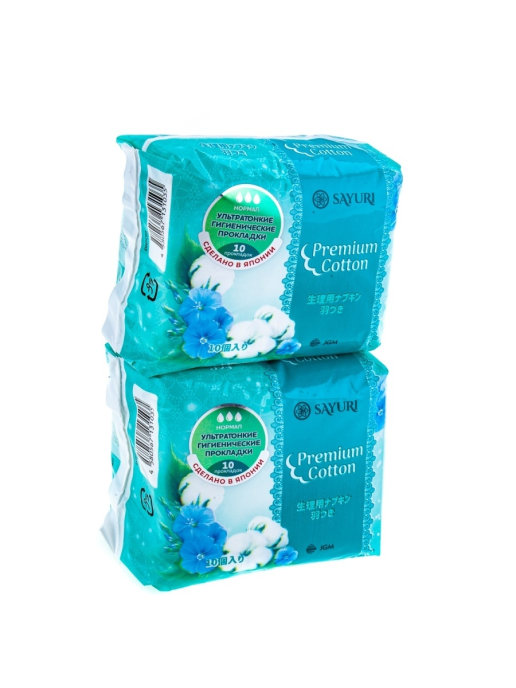 

Женские гигиенические прокладки для критических дней Sayuri Premium Cotton 24 см 2 шт, PG56563