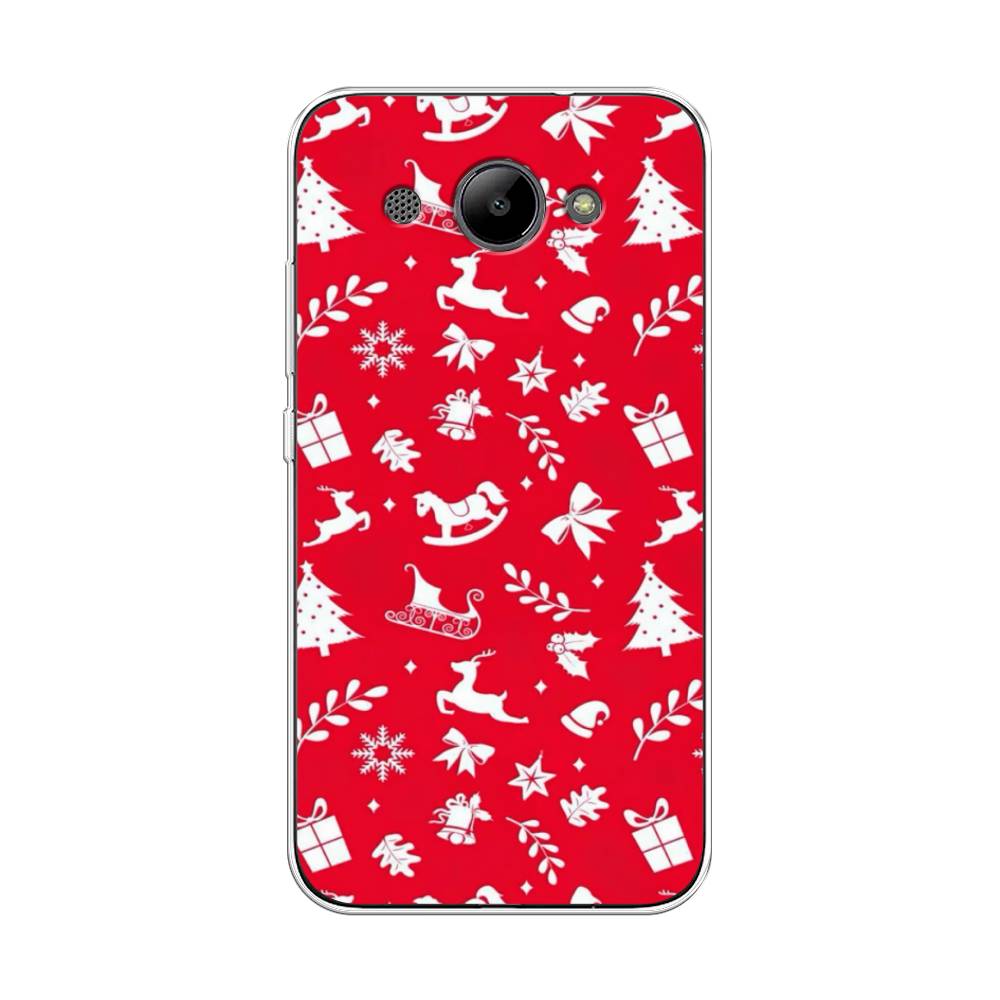 

Чехол на Huawei Y3 2017 "Красный новогодний фон", Красный;белый, 62650-5