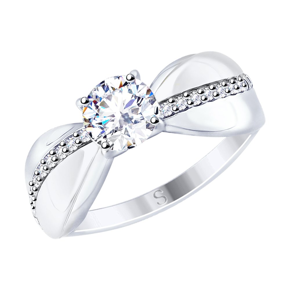 Кольцо из серебра с фианитом р. 19 Diamant 94-110-01222-1