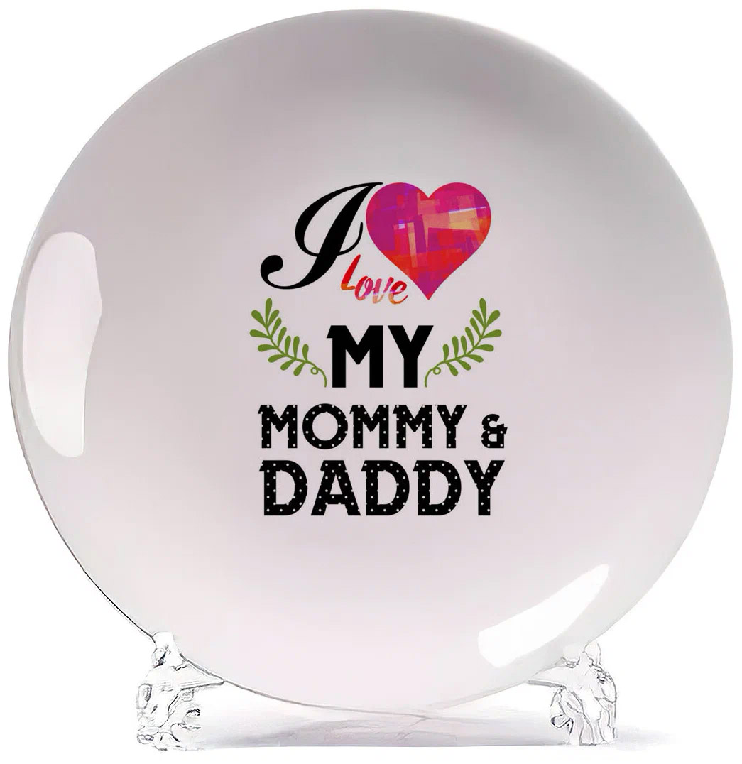 

Тарелка CoolPodarok Прикол Семья I love my mommy and daddy Я люблю маму и папу, Белый