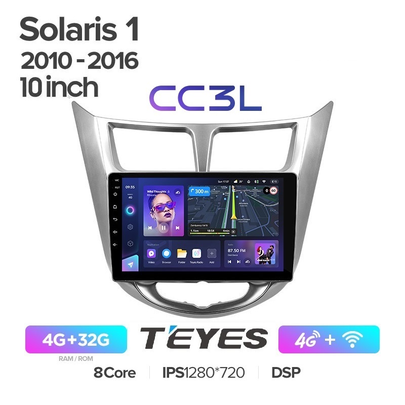 

Магнитола Teyes CC3L 4/32 Hyundai Solaris 1 2010 - 2016 10 дюймов, CC3L
