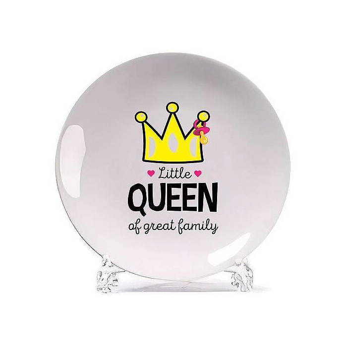 

Тарелка CoolPodarok Семья Little queen of great family Маленькая королева Дочь, Белый