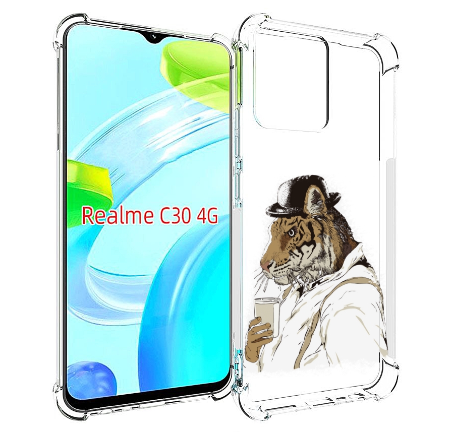 Чехол MyPads Тигр в шляпе для Realme C30 4G / Narzo 50i Prime