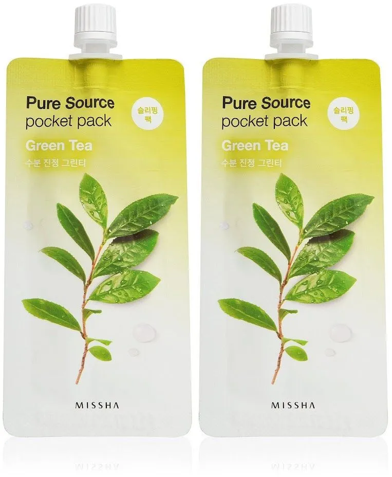 

Маска Missha Pure Source Pocket pack Green Tea с экстрактом зеленого чая 10 мл 2 шт, Pure Source Pocket pack Green Tea