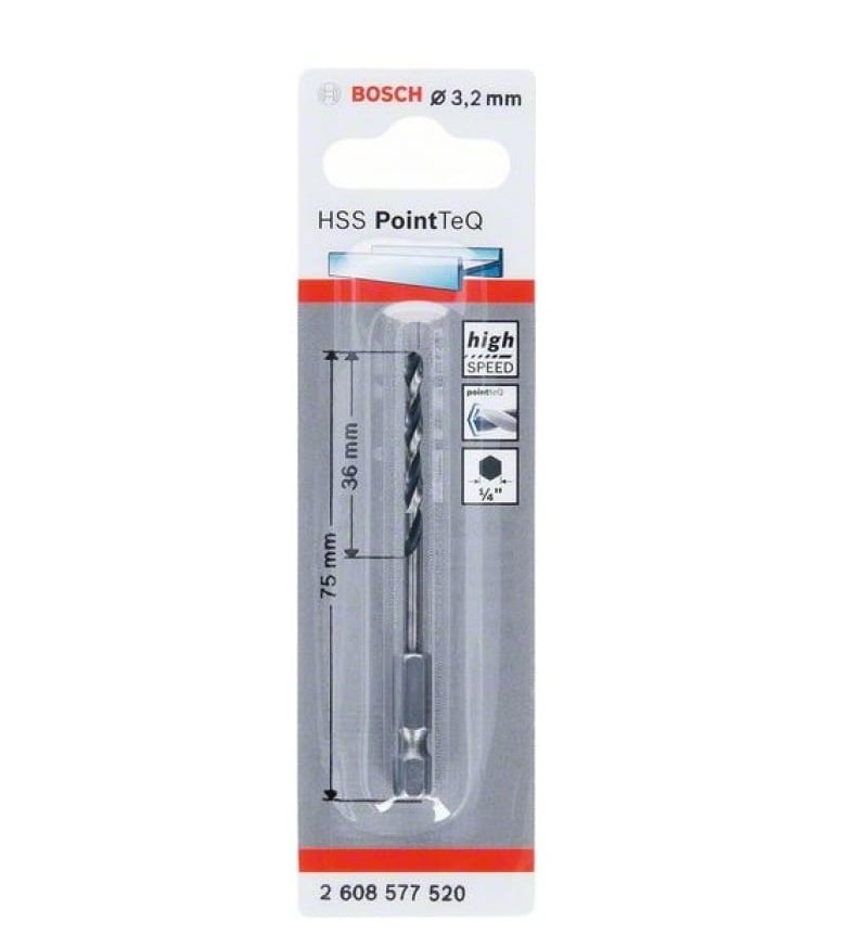 

Сверло Bosch (HSS; PointTeQ HEX; 3.2 мм) Bosch 2.608.577.520, 2.608.577.520