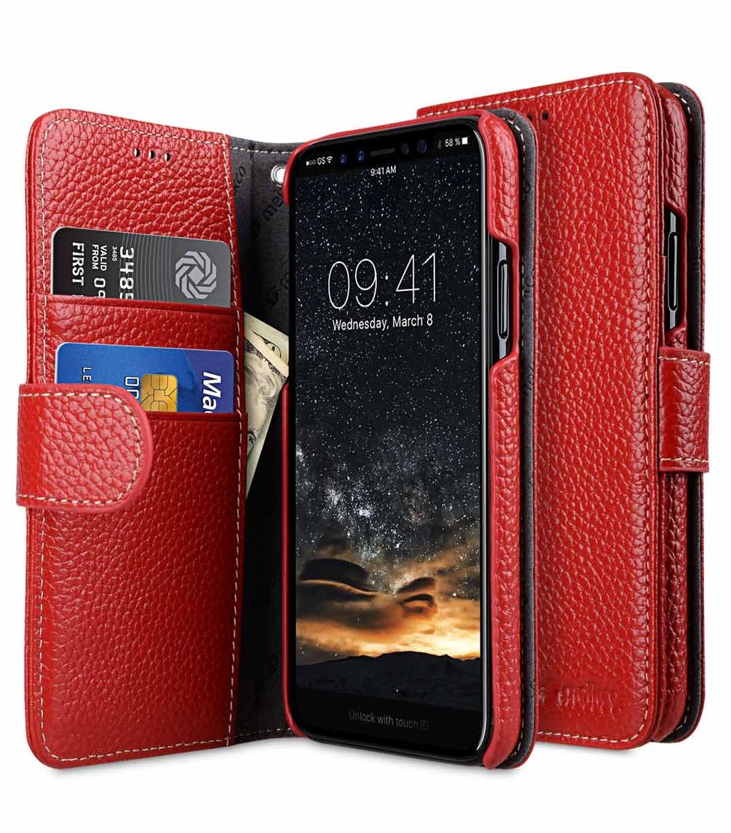 

Кожаный чехол книжка Melkco для Apple iPhone X/XS - Wallet Book Type красный