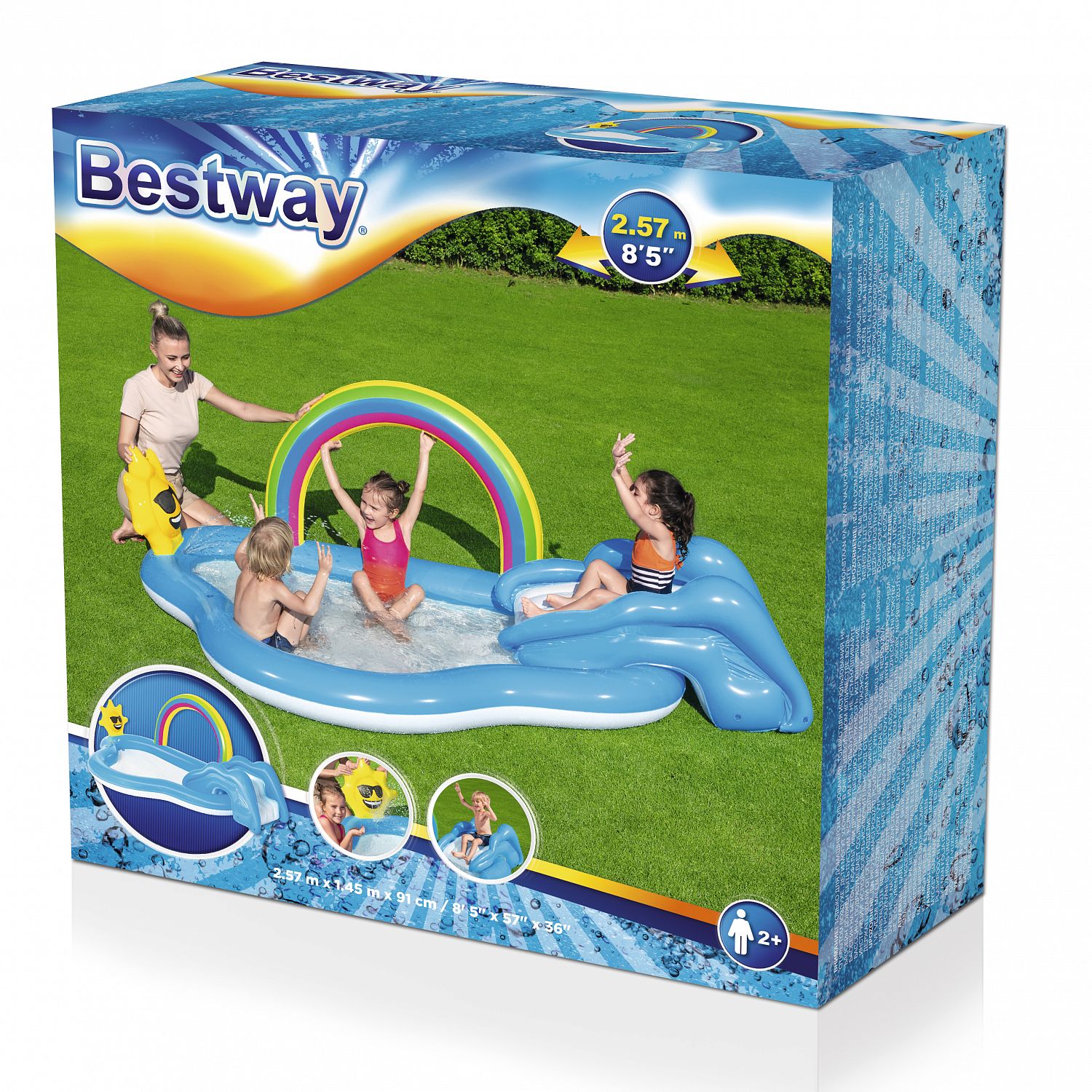 Детский игровой бассейн Bestway Rainbow n 'Shine, 257 x 145 x 91 см, 170 л детский надувной бассейн 201x196x91см intex кит с распылителем 57440