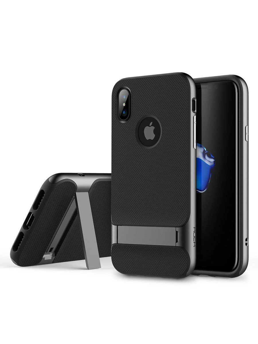 фото Чехол накладка с подставкой rock royce kickstand для iphone x/xs - серый