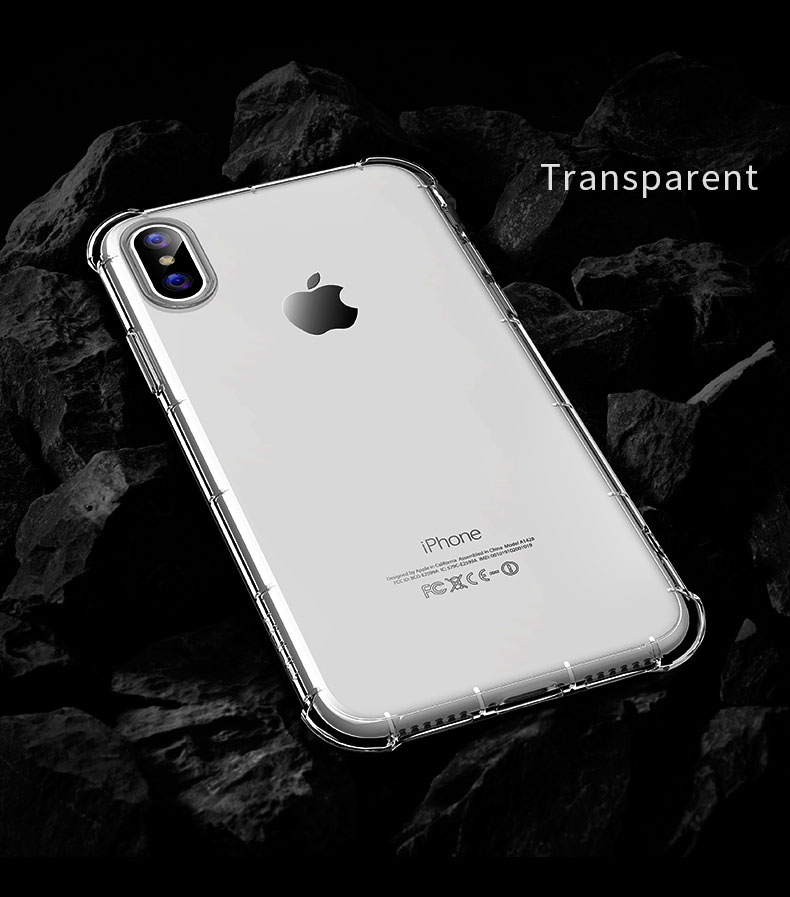 фото Силиконовый противоударный tpu чехол rock fence s series для iphone x/xs - прозрачный