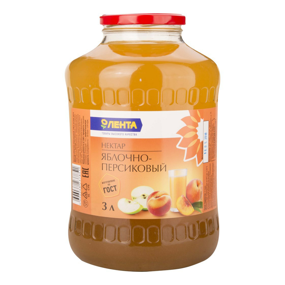 

Нектар Лента яблочно-персиковый 3 л