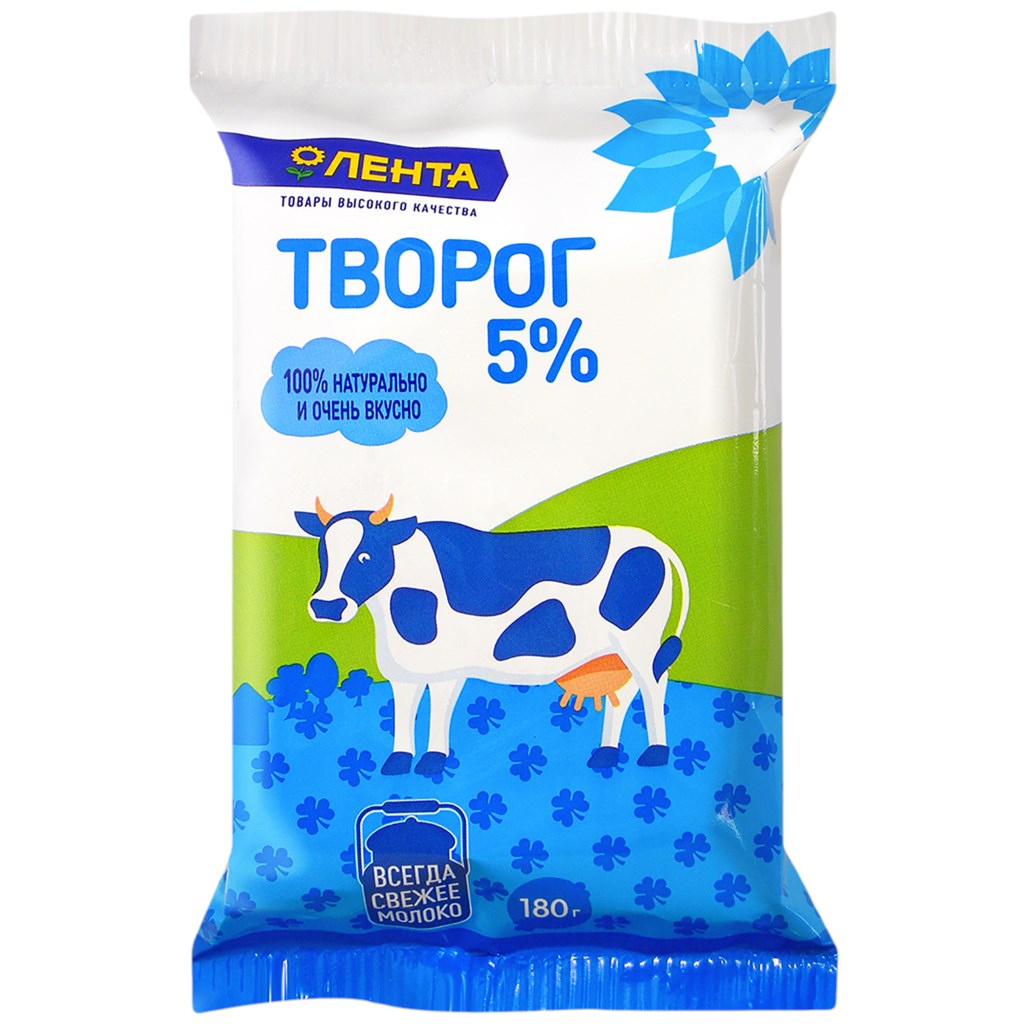

Творог Лента 5% бзмж 180 г