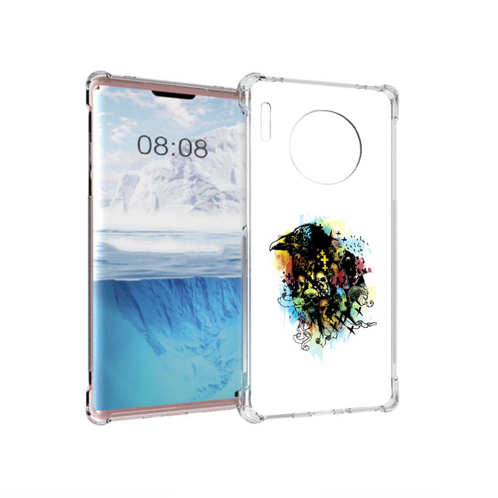 

Чехол MyPads Tocco для Huawei Mate 30 Pro ворон и черепа, Прозрачный, Tocco