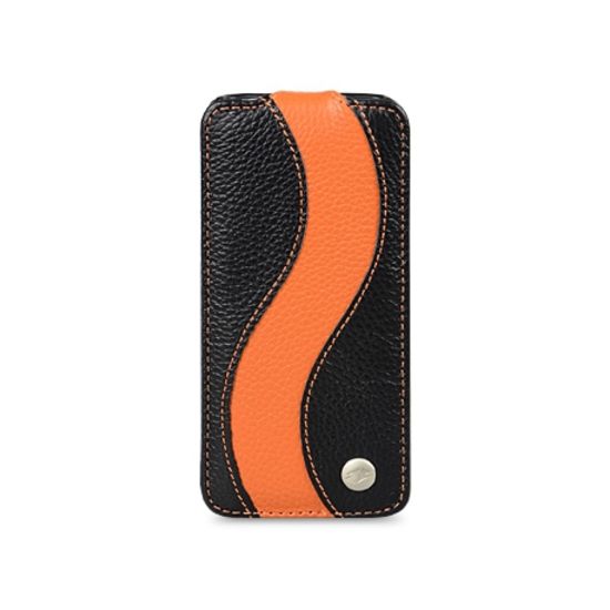 

Кожаный чехол Melkco JT Special Edition для Apple iPhone 5C черный с оранжевой полосой