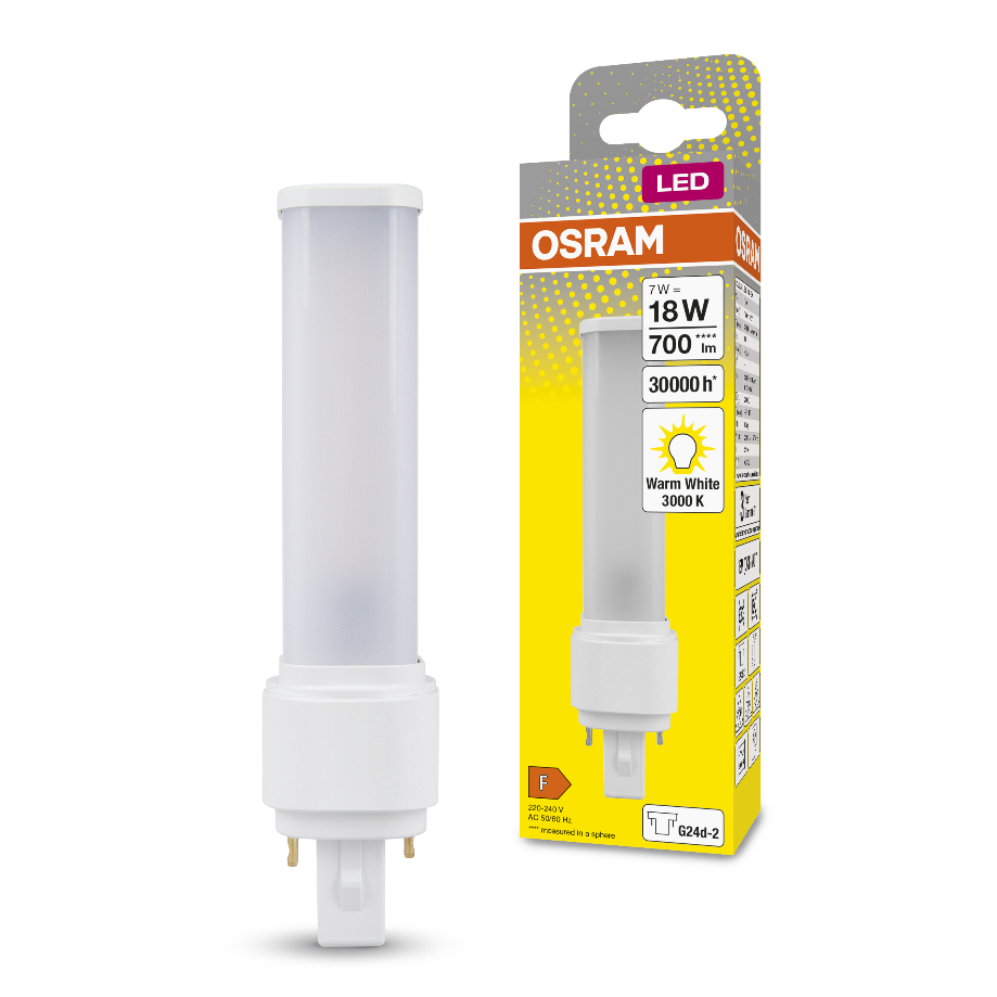 

Лампа светодиодная OSRAM LED Dulux Special, 700лм, 7Вт, 3000К, теплый белый свет, G24d-2