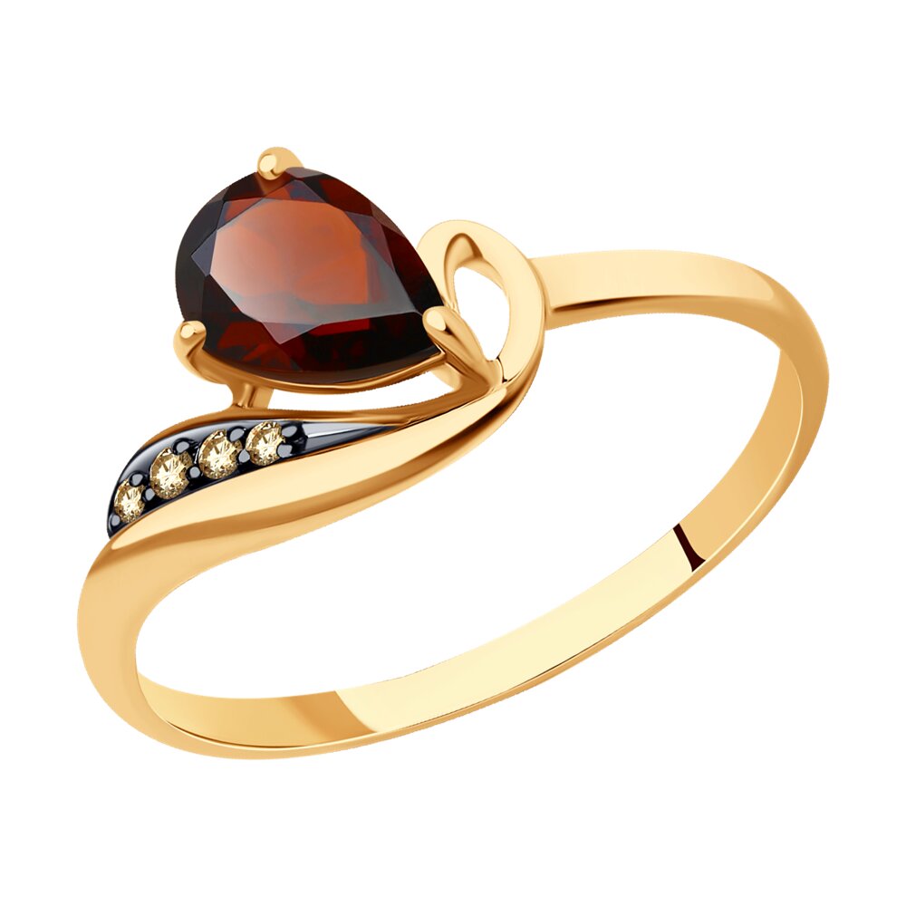 

Кольцо из красного золота с фианитом/гранатом р.  Diamant 51-310-01562-1, 51-310-01562-1