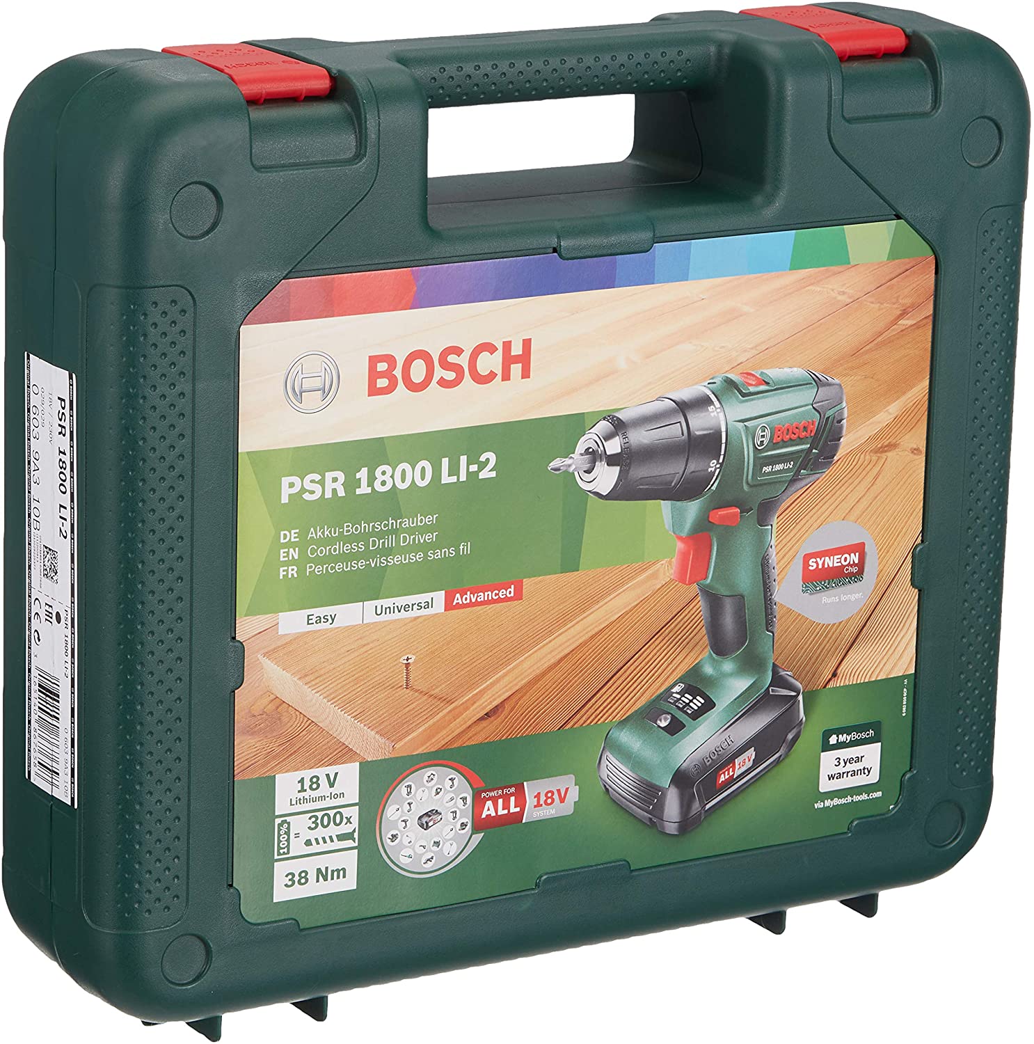 фото Двухскоростная ударная дрель-шуруповёрт bosch psr 1800 li-2 06039a310b