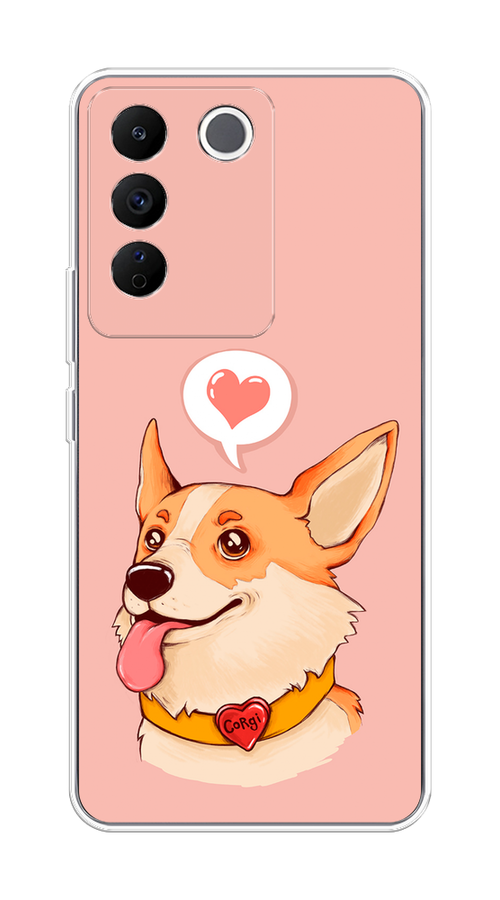 

Чехол на Vivo V27e "Корги язык", Розовый;коричневый, 268350-1