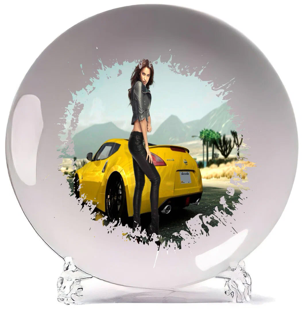

Тарелка CoolPodarok Need for speed NFS Нед фор спид НФС (желтая машина впереди авария)