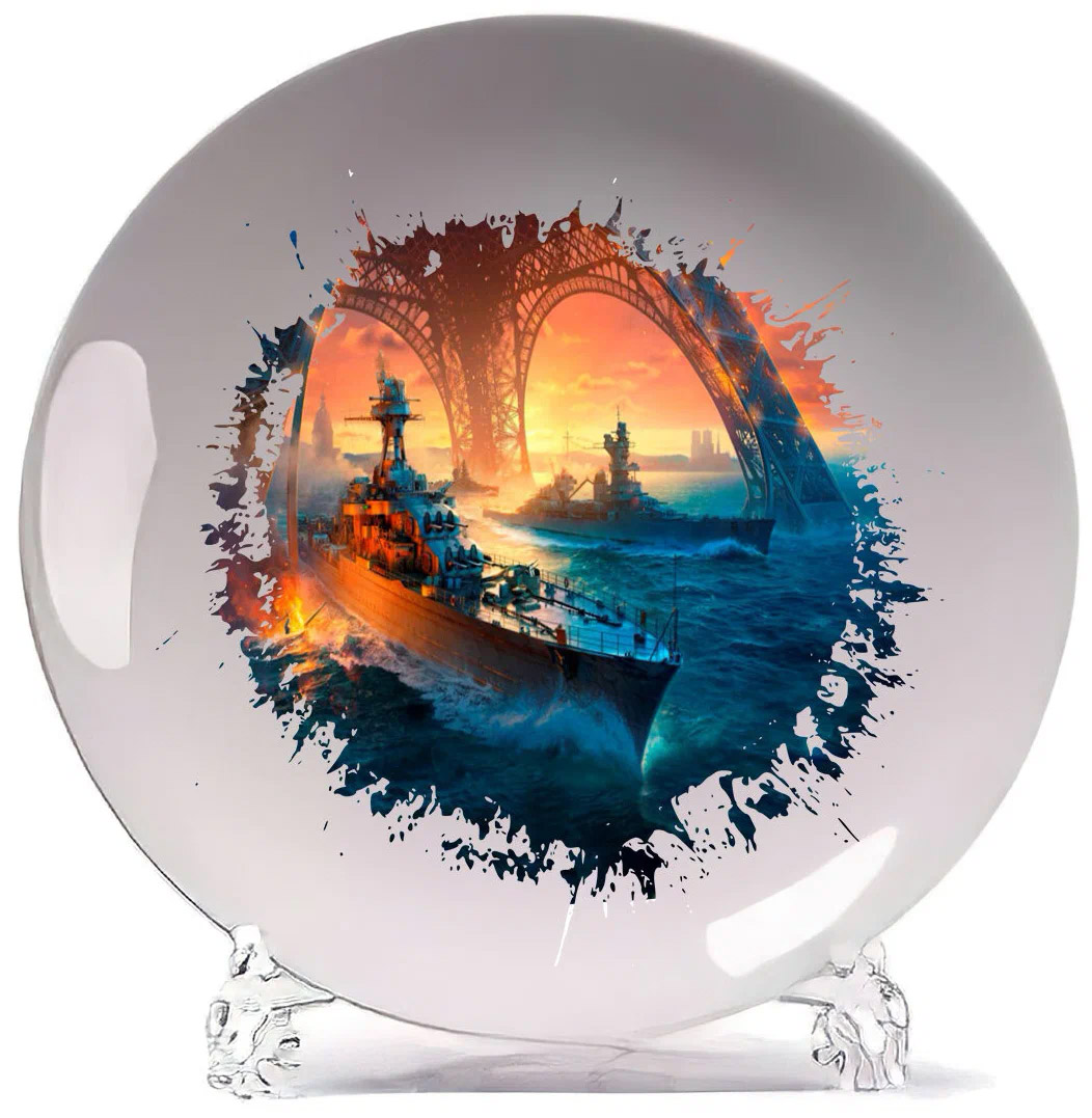

Тарелка CoolPodarok ВоВ Корабли World of Warchips (Корабль плывёт под Эйфелевой башней)