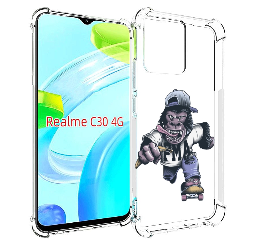 

Чехол MyPads Обезьяна на скейте для Realme C30 4G / Narzo 50i Prime, Прозрачный, Tocco