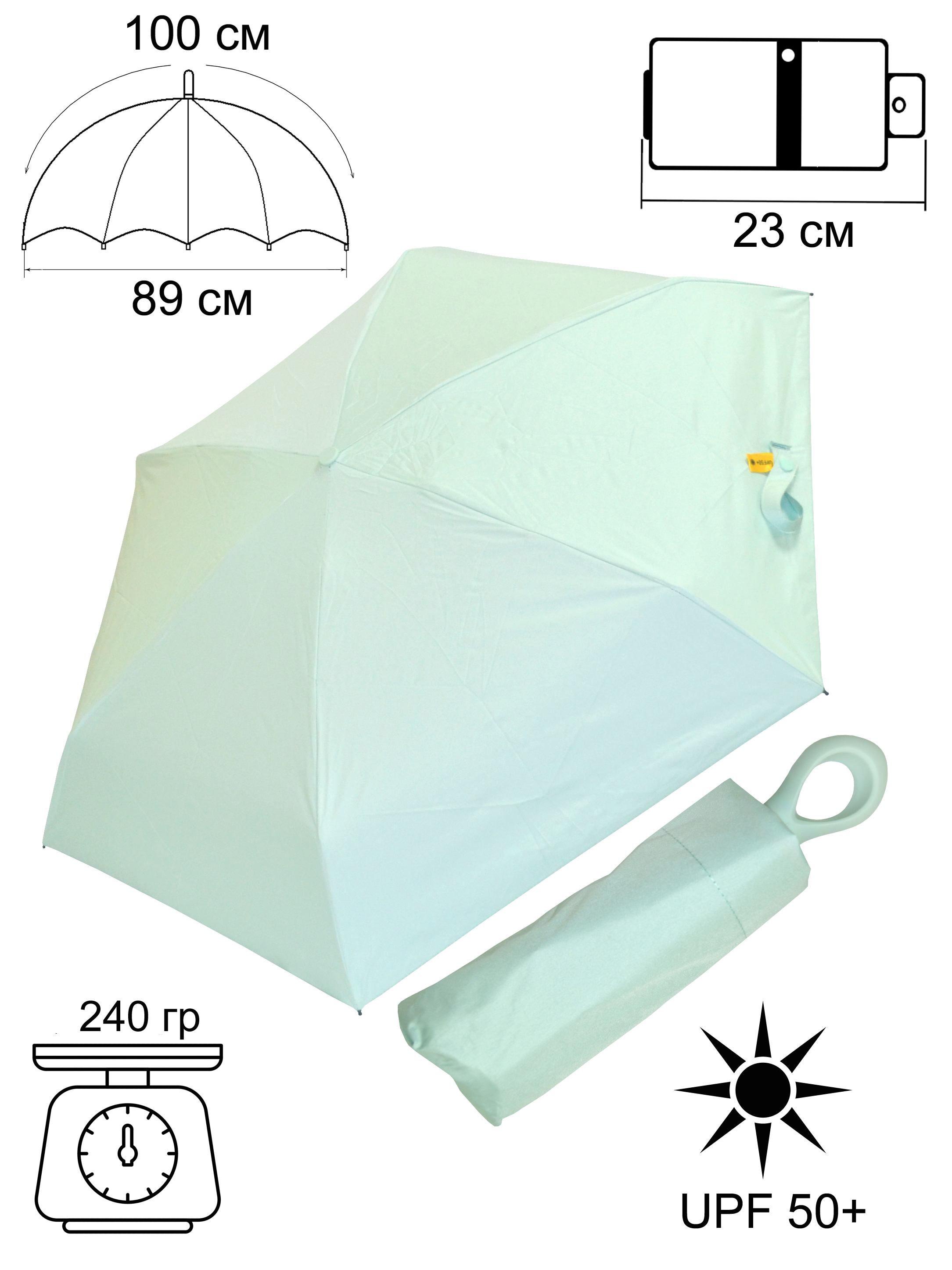 Зонт женский Ame Yoke Umbrella M50-5S морская волна/черный