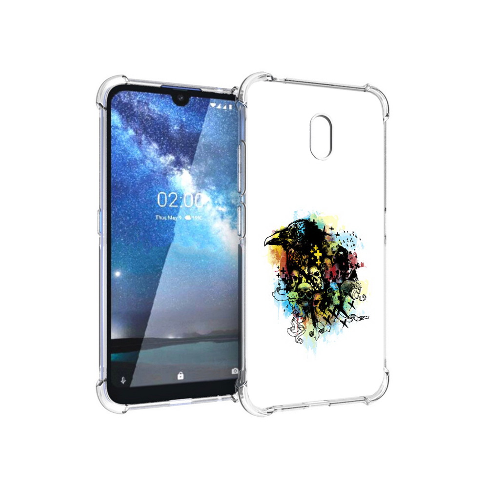 

Чехол MyPads Tocco для Nokia 2.2 ворон и черепа (PT134721.103.273), Прозрачный, Tocco
