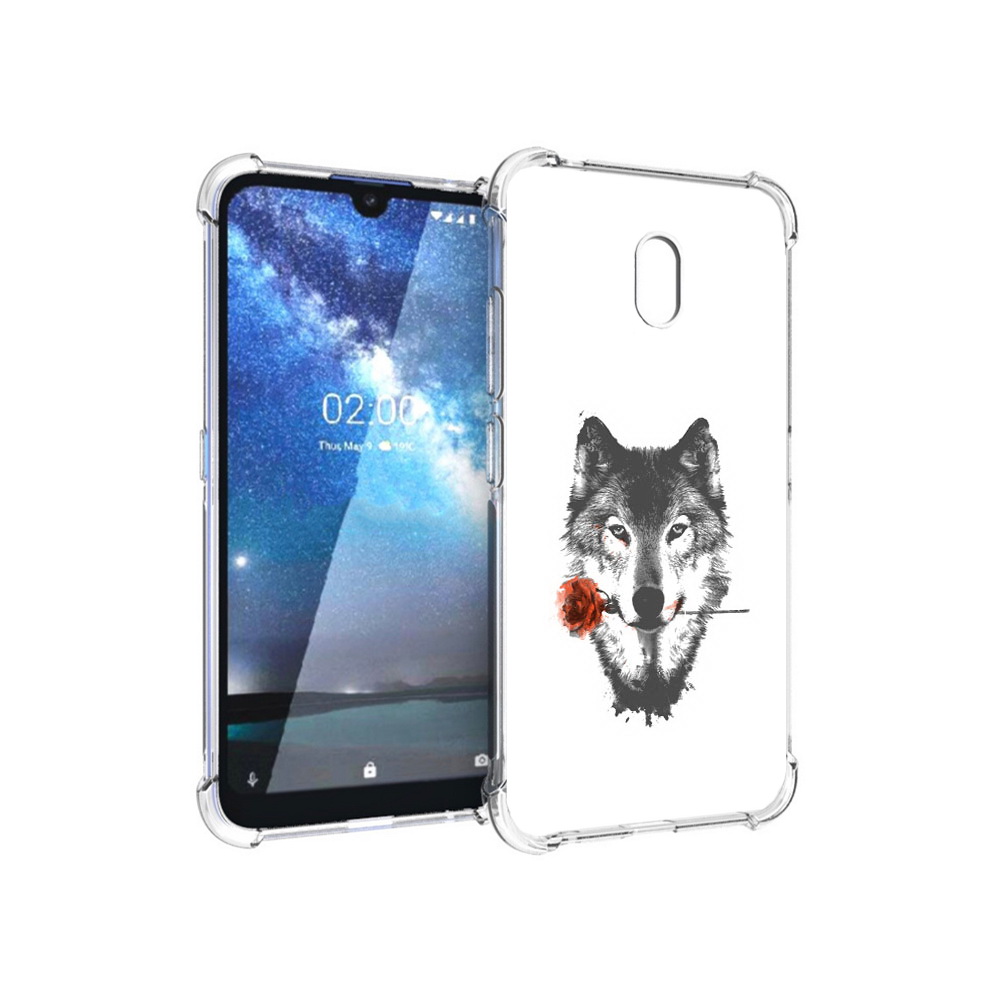 

Чехол MyPads Tocco для Nokia 2.2 волк с розой (PT134721.103.270), Прозрачный, Tocco