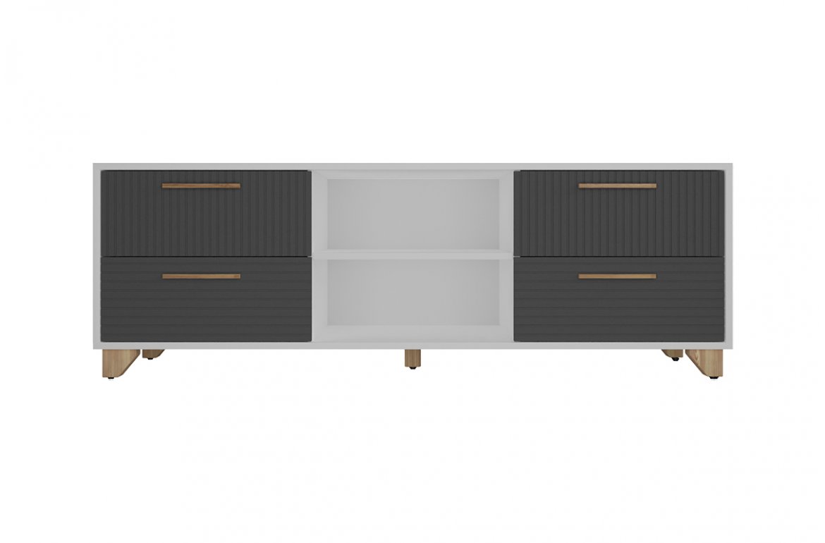 

Тумба под ТВ 12 стульев Копенгаген с нишей, белый/серый графит, 150x40x50 см, Копенгаген