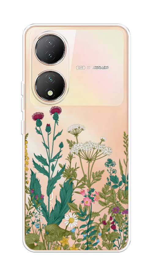 

Чехол на Vivo Y100 "Дикие полевые цветы", Зеленый;розовый;белый, 268250-2