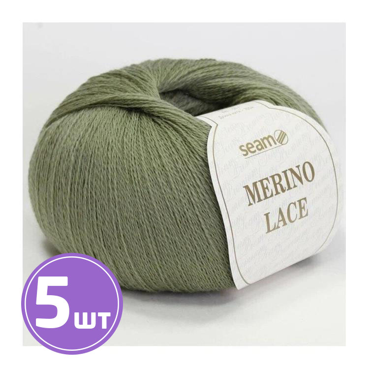 

Пряжа SEAM MERINO LACE 17 светло-оливковый 5 шт по 50 г, Зеленый