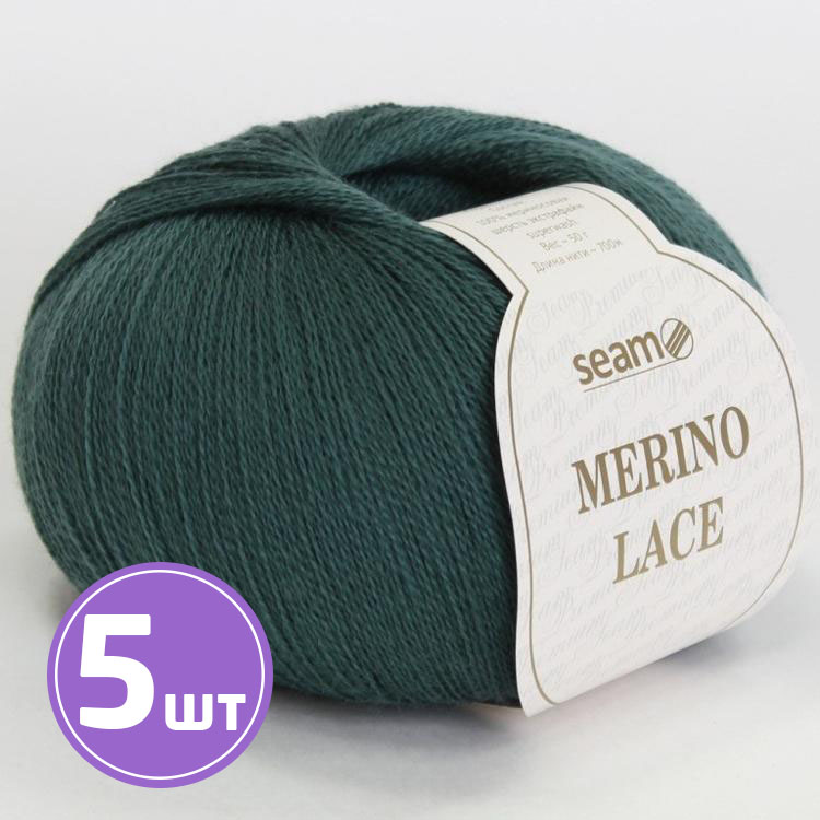

Пряжа SEAM MERINO LACE 16 шторм 5 шт по 50 г, Серый