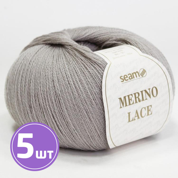 

Пряжа SEAM MERINO LACE 06 светлый пепел 5 шт по 50 г, Серый