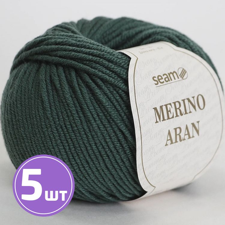 

Пряжа SEAM Merino Aran 27 вода 5 шт по 50 г, Серый