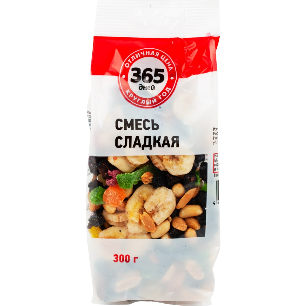 

Фруктово-ореховая смесь 365 Дней сладкая 300 г