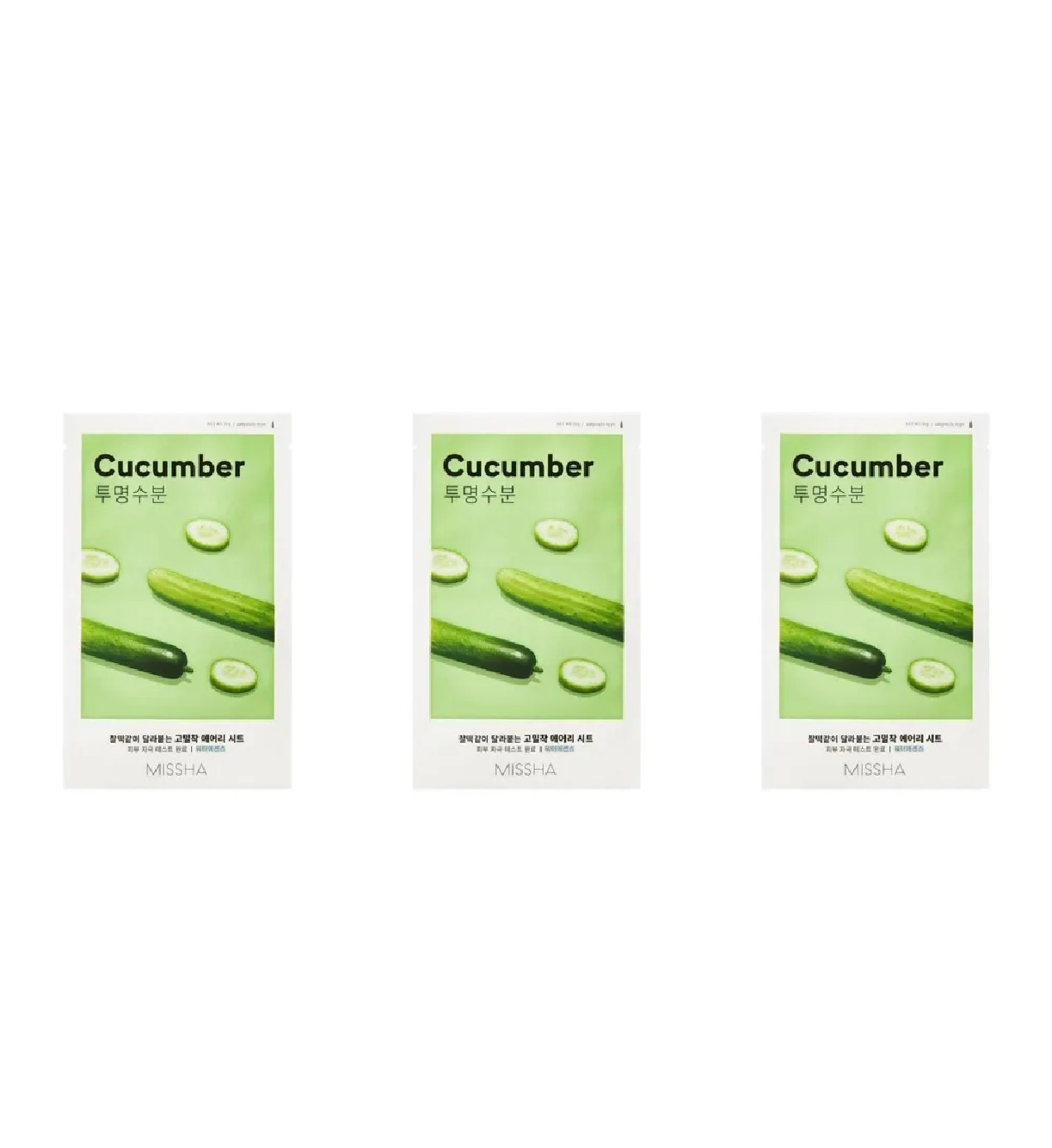 

Маска для лица Missha Airy Fit Cucumber увлажняющая 19 г 3 шт, Airy Fit Cucumber