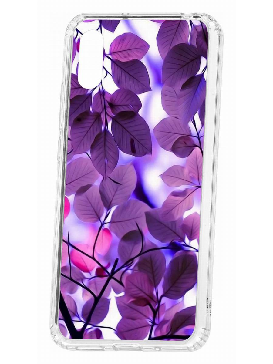 фото Чехол на redmi 9a kruche print purple leaves,противоударный бампер,с защитой камеры кruче