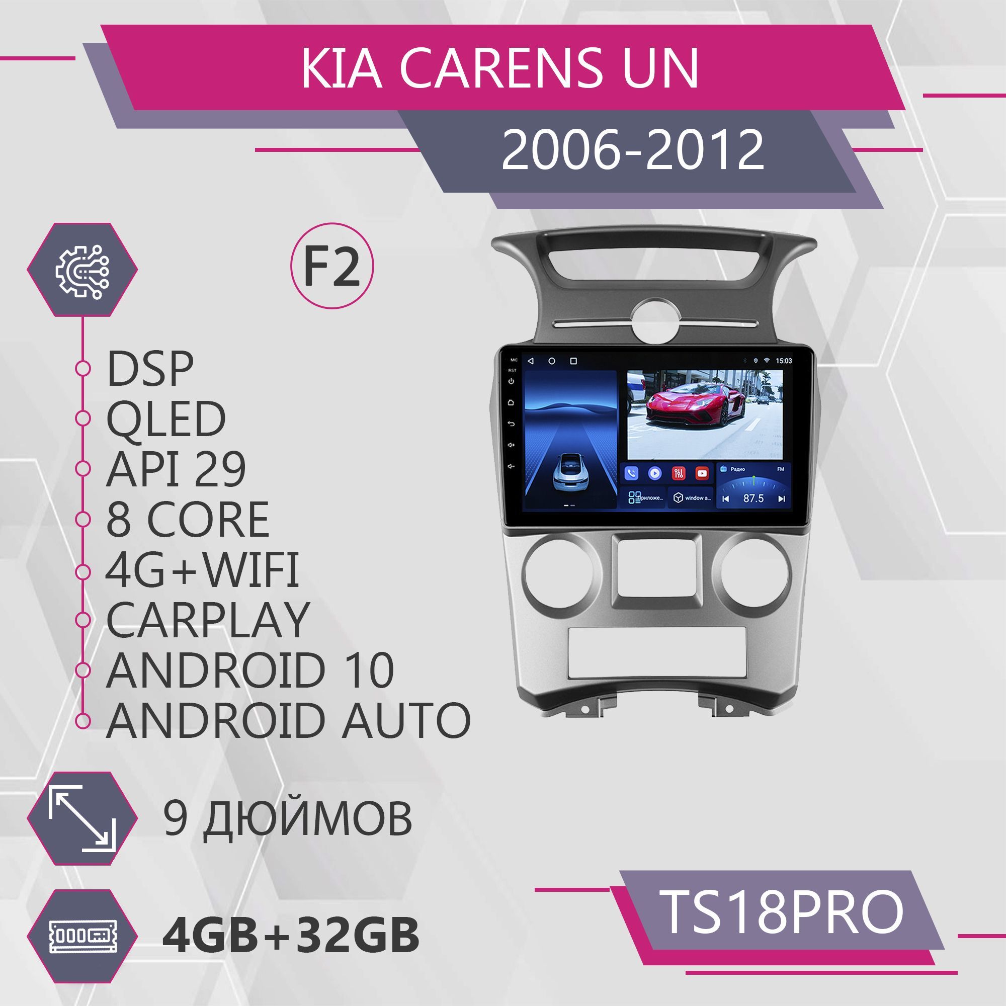 Магнитола Точка Звука TS18Pro для Kia Carens UN Киа Каренс 432GB 2din 1999900₽