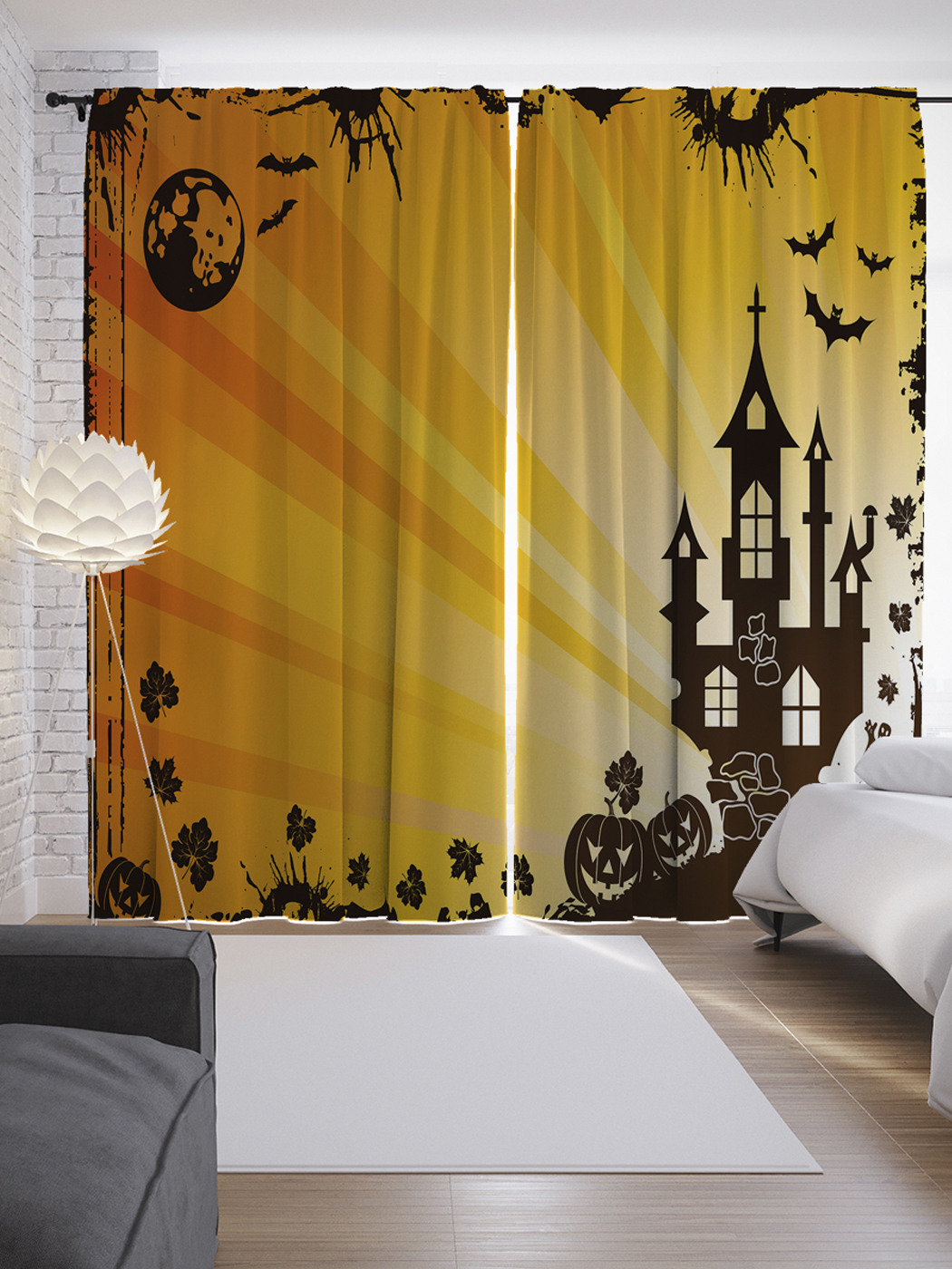 

Шторы с фотопечатью "Снова Хэллоуин" из сатена, 290х265 см