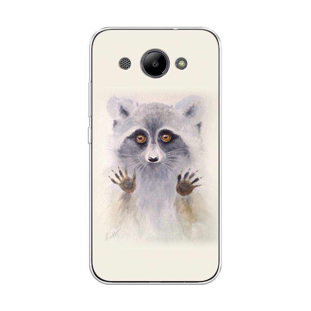 

Чехол на Huawei Y3 2017 "Енот за стеклом", Бежевый;серый, 62650-4