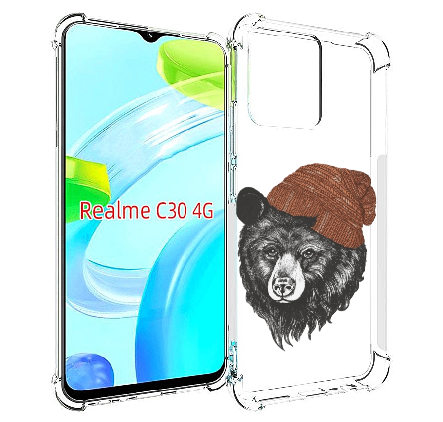 

Чехол MyPads Медведь в шапке 2 для Realme C30 4G / Narzo 50i Prime, Прозрачный, Tocco