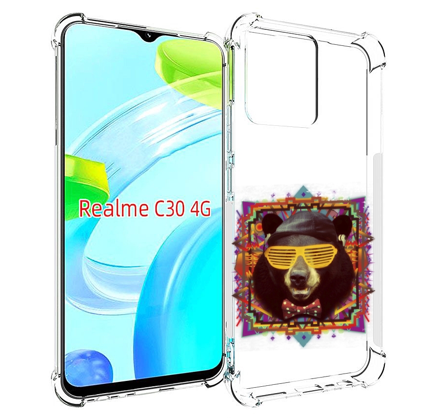 

Чехол MyPads Медведь в очках для Realme C30 4G / Narzo 50i Prime, Прозрачный, Tocco