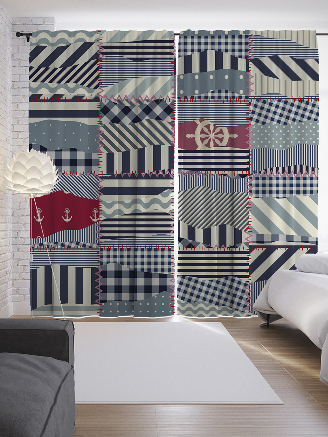 

Шторы с фотопечатью "Морские рисунки" из сатена, 290х265 см