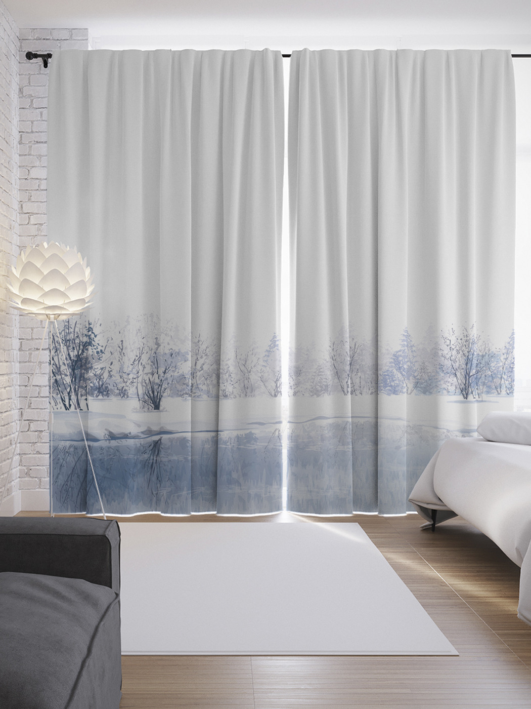 

Шторы с фотопечатью "Снежный край" из сатена, 290х265 см